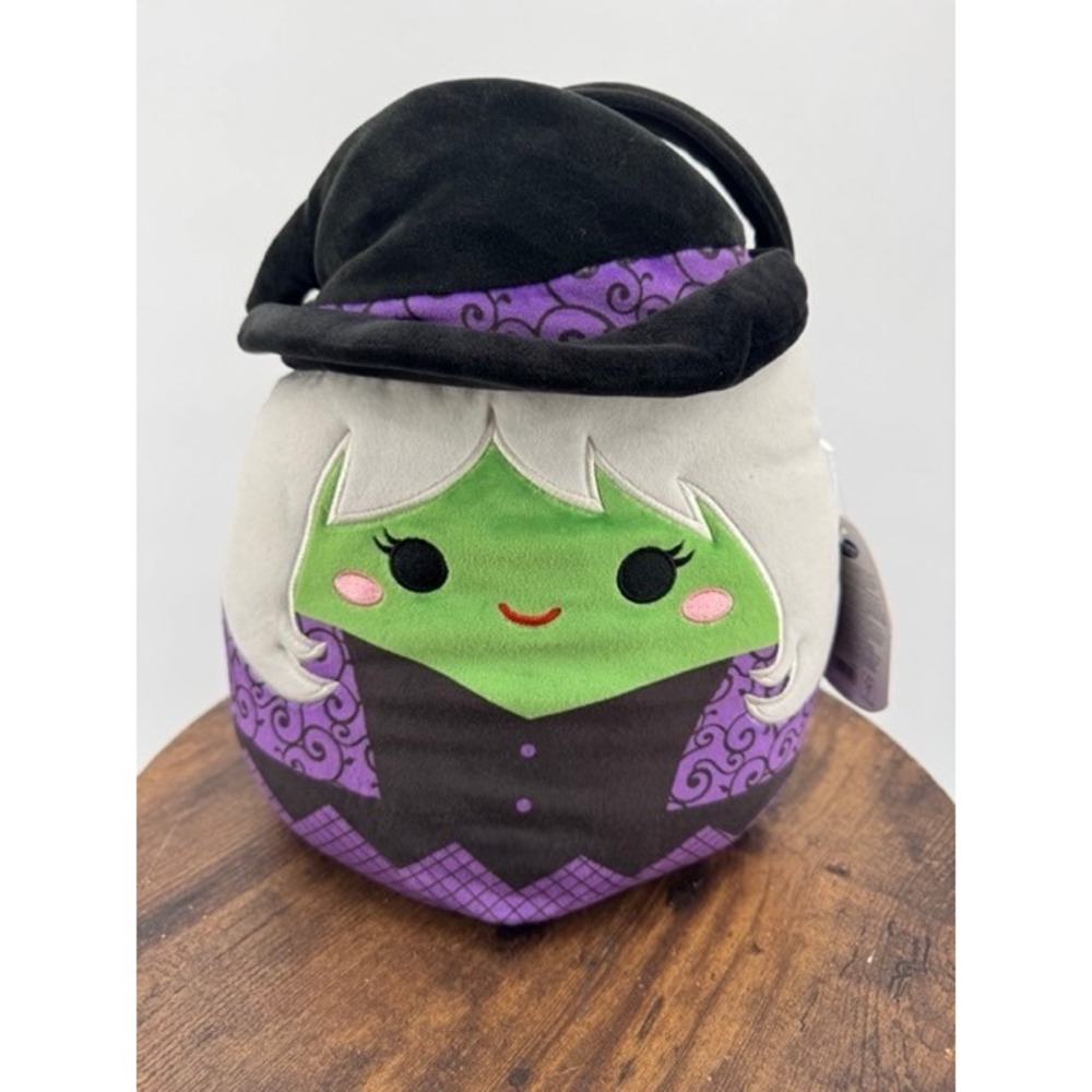 Squishmallows NEW Mariposa Witch Halloween Treat Pail Plush Candy Bucket Green